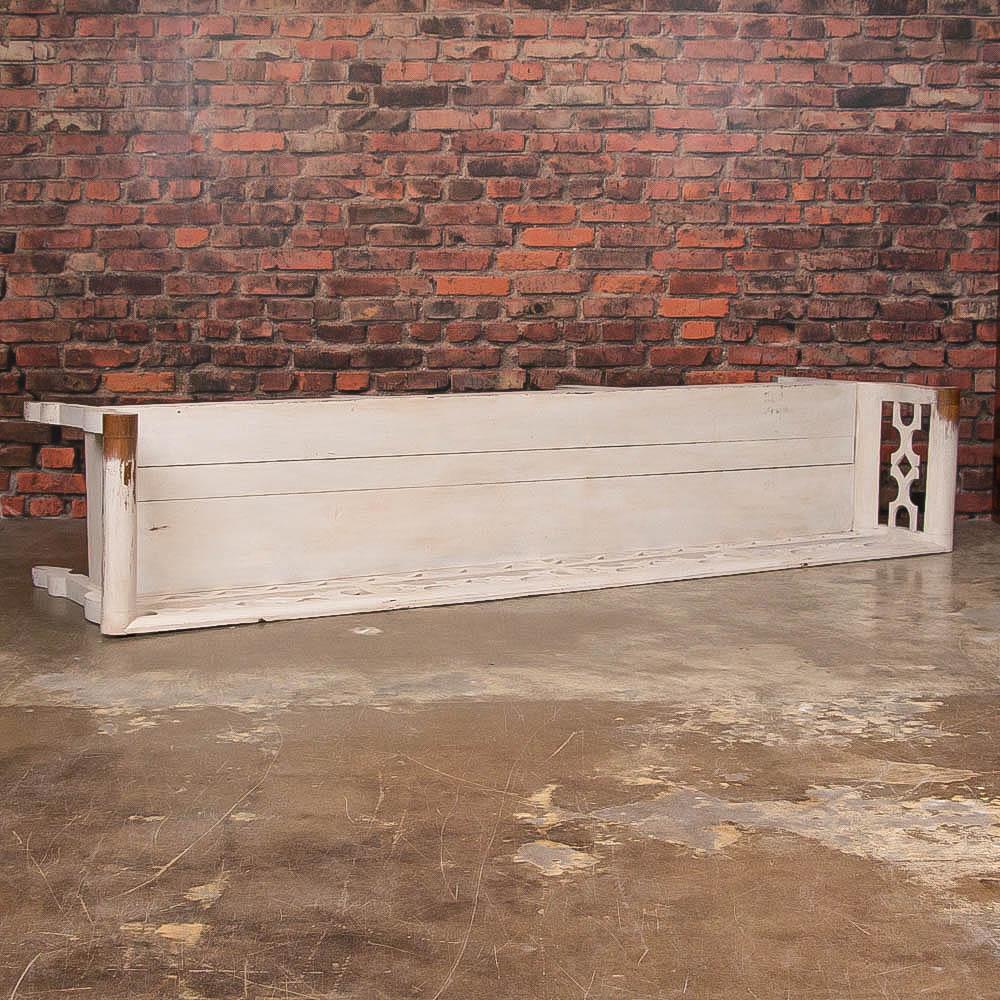 Long Antique Swedish Bench with White Paint 3