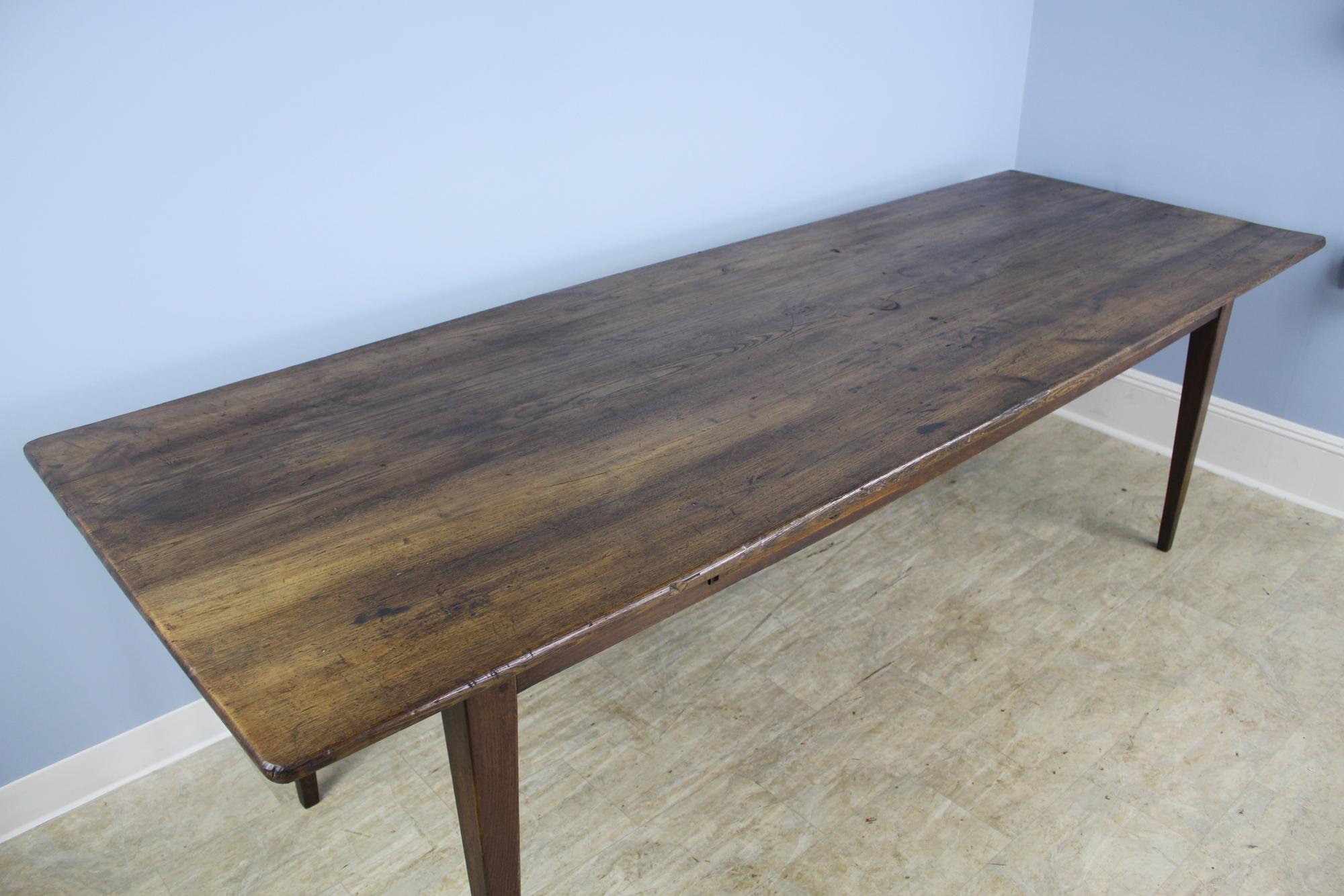 Long Antique Two-Drawer Chestnut Farm Table In Good Condition In Port Chester, NY