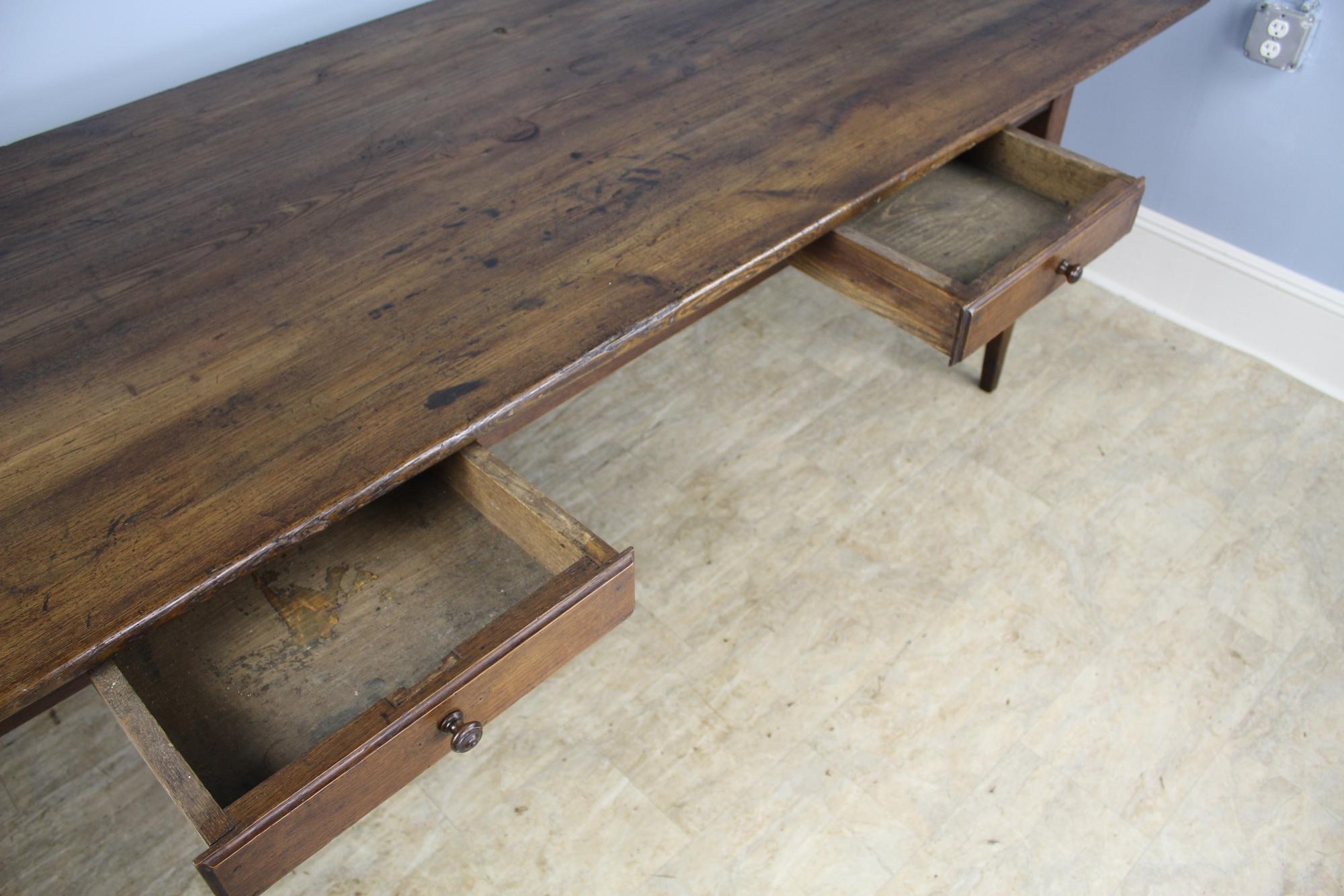 Long Antique Two-Drawer Chestnut Farm Table 2