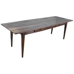 Long Antique Two-Drawer Chestnut Farm Table