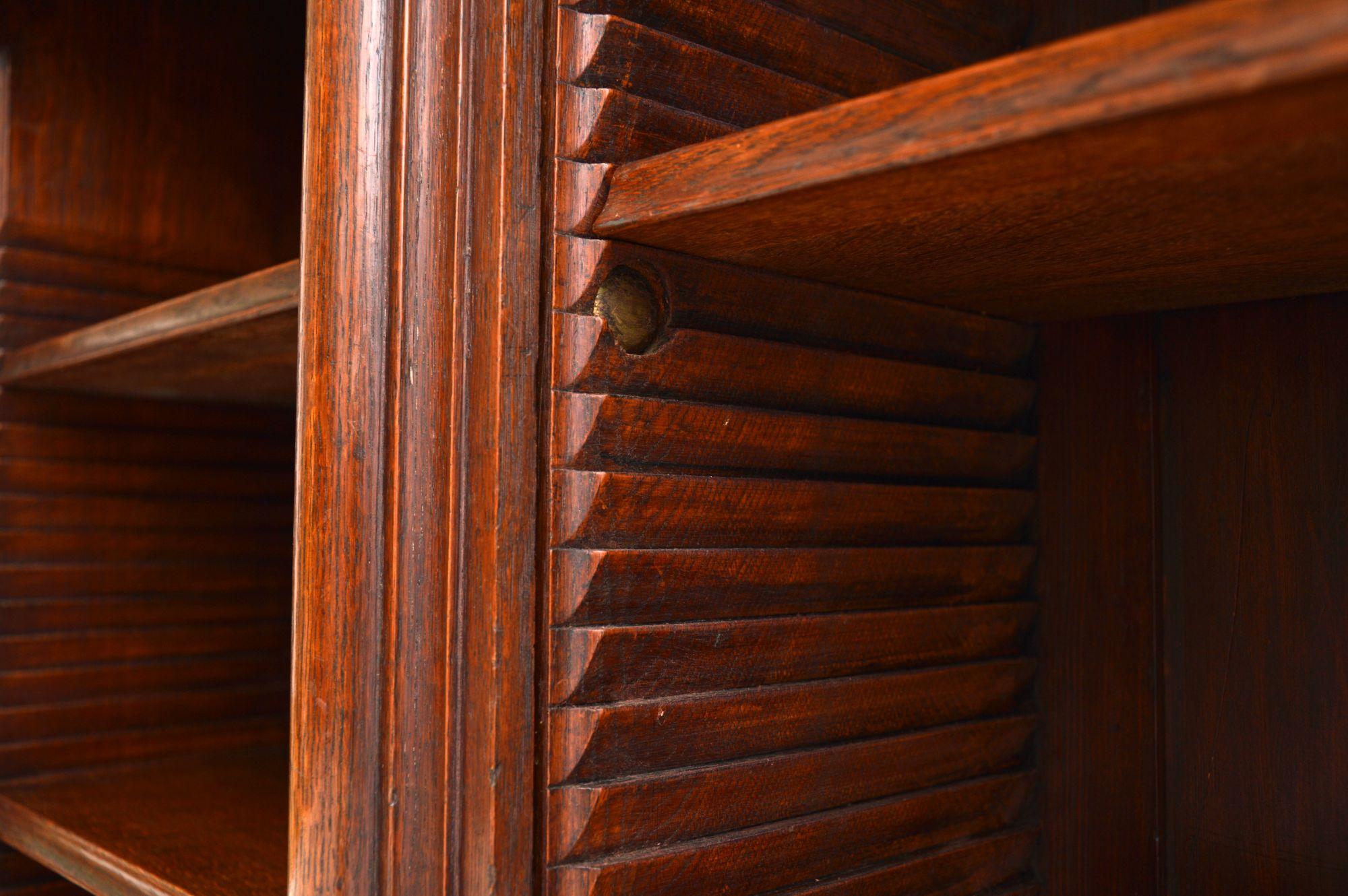 Long Antique Victorian Solid Oak Open Bookcase 3