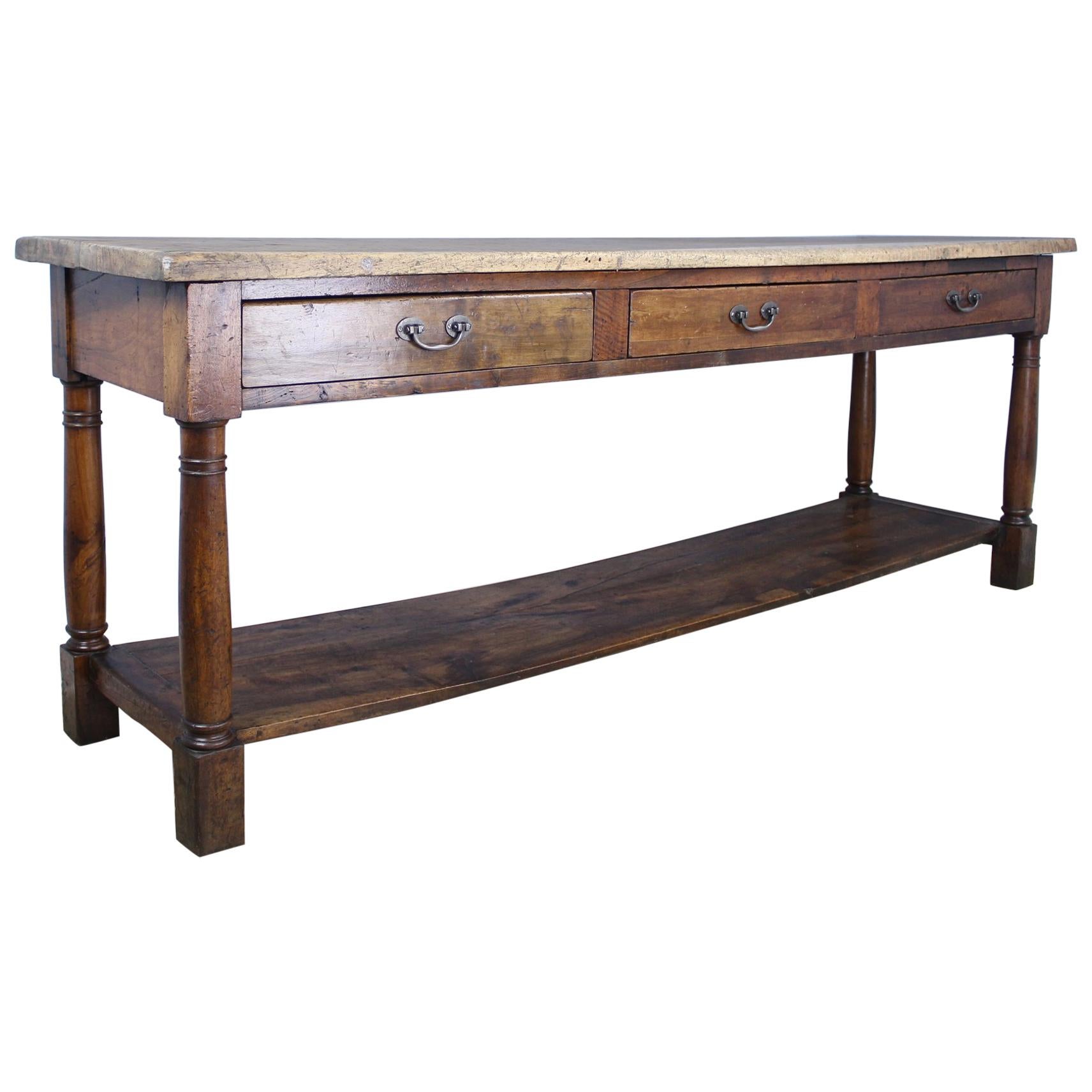 Long Antique Walnut Draper's Table