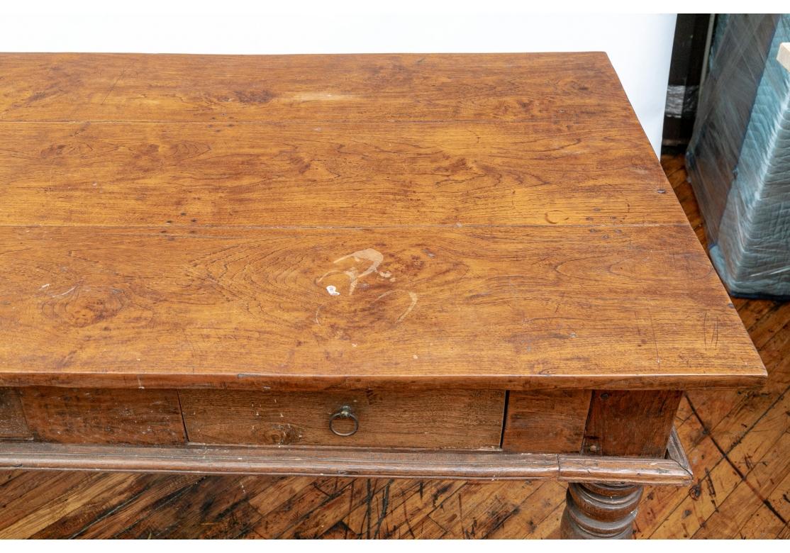 Rustic Long Antique Wood Farm Table For Sale