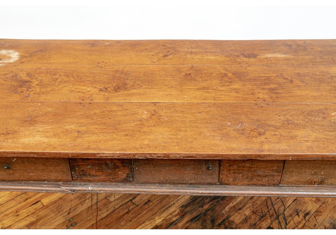 Long Antique Wood Farm Table In Distressed Condition For Sale In Bridgeport, CT