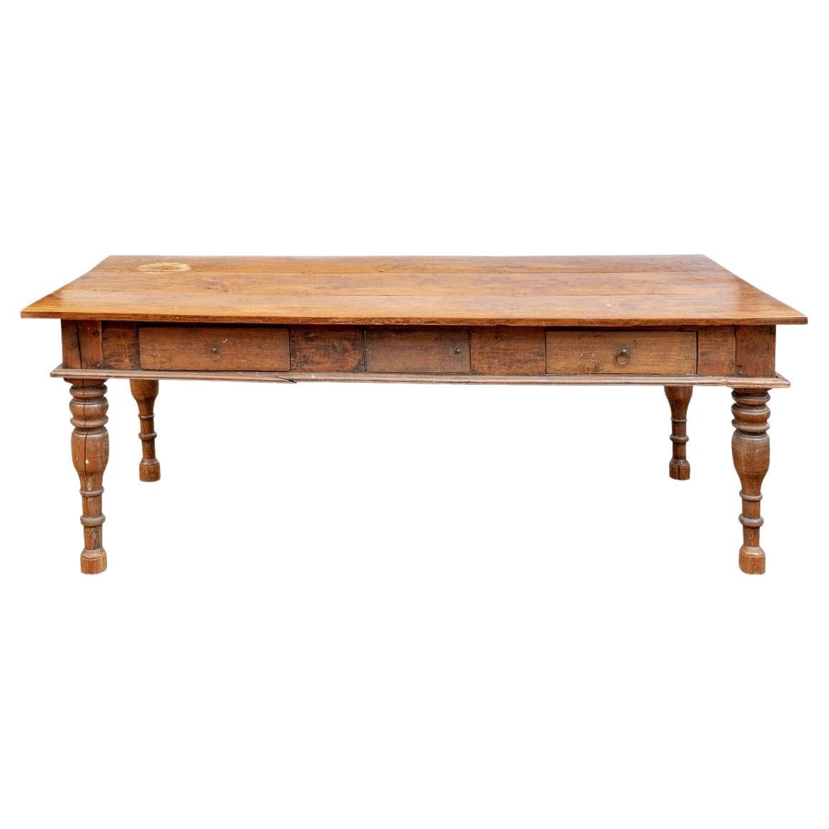 Long Antique Wood Farm Table