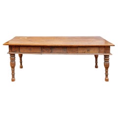 Long Antique Wood Farm Table