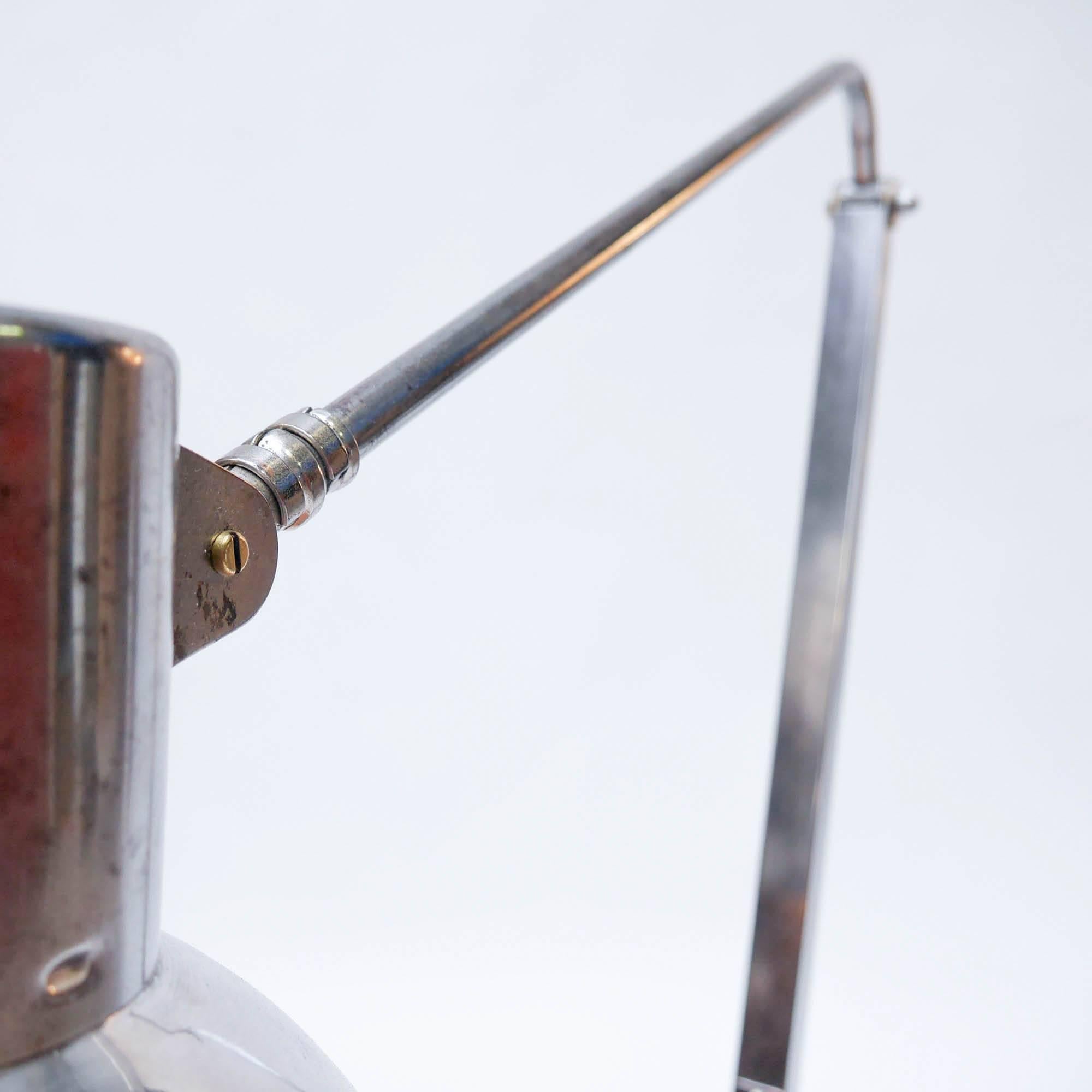 French 'Long Arm' Lamp, Polished Iron and Aluminium, circa 1950