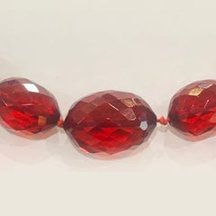 Long Art Deco Cherry Amber bakelite faceted bead necklace