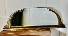 Rare 1930s Art Deco Overmantel Mirror with Giltwood Frame