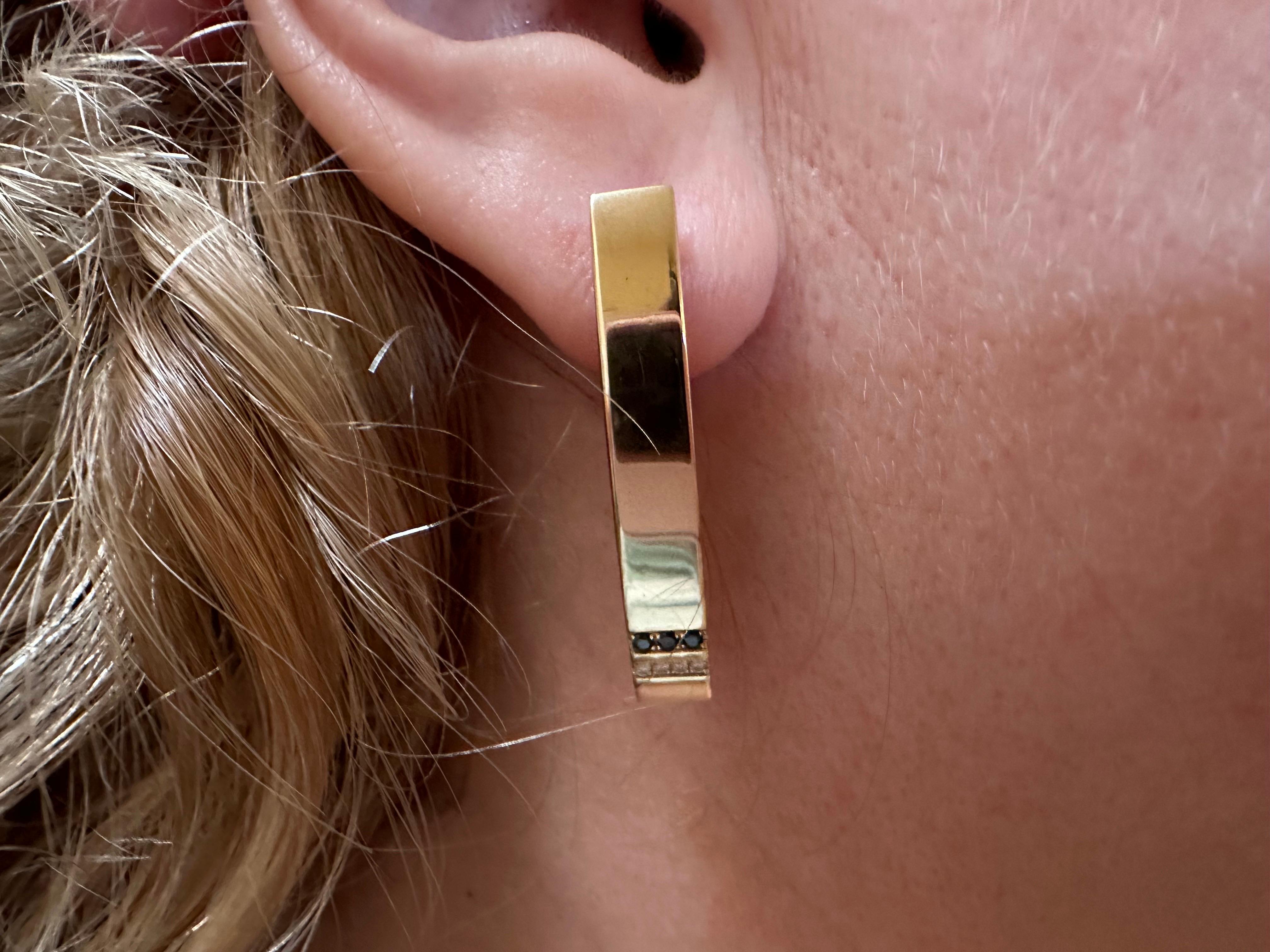 Long Art Deco style earrings 14KT gold diamond earrings
