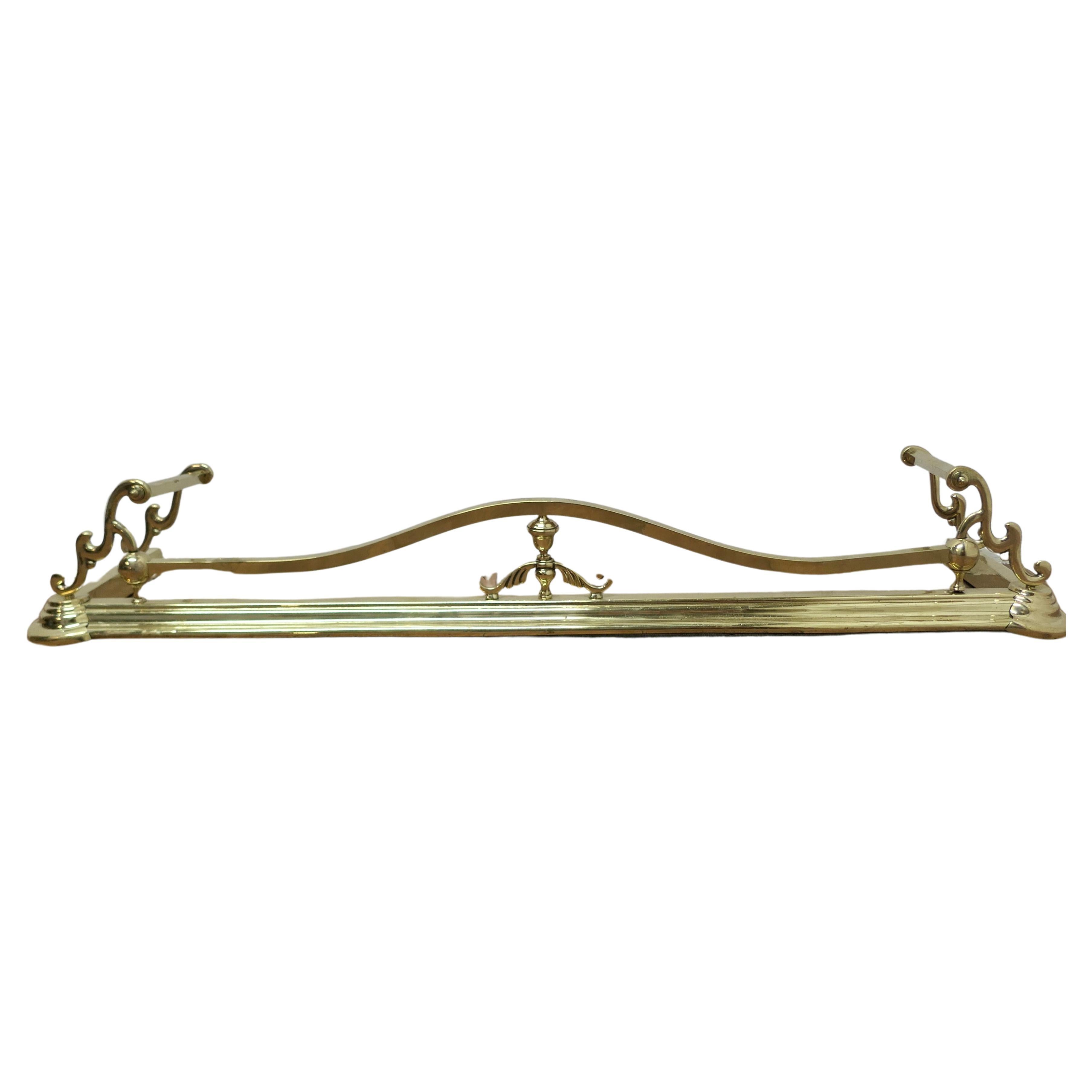 Long Art Nouveau Brass Fender  This is a Beautifully Designed Victorian Fender