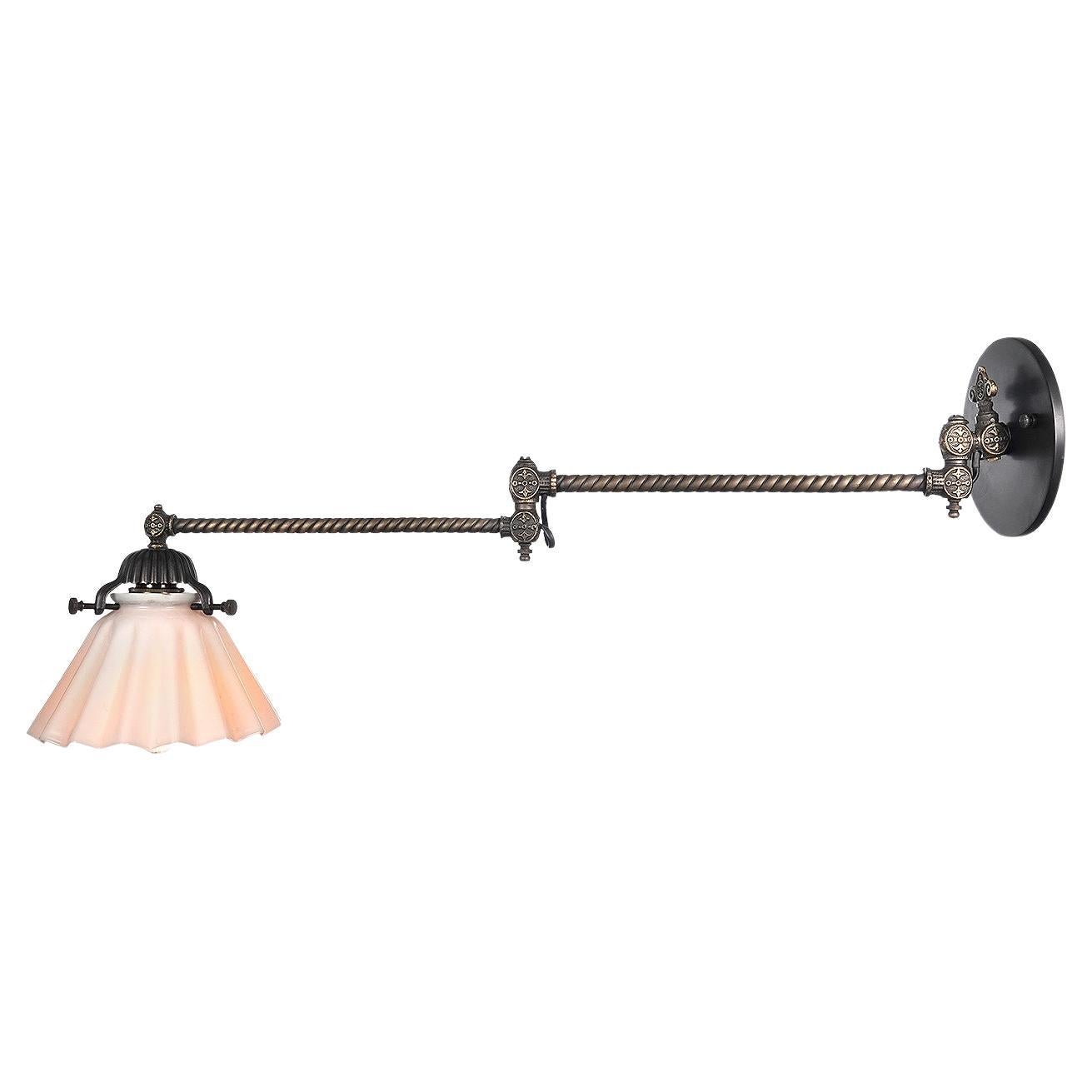 Long Articulating Gas Sconce - Pleated Shade