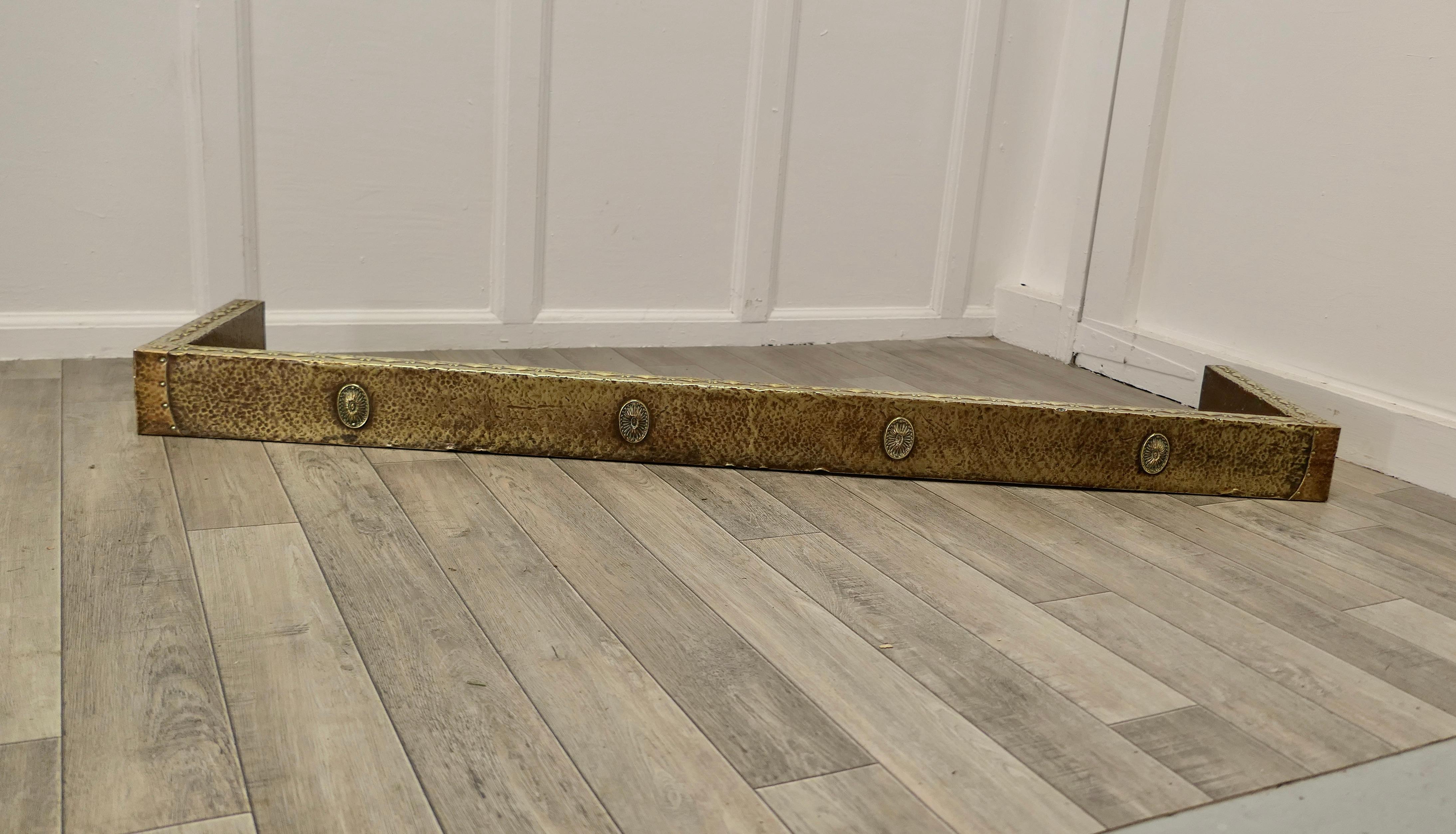 Long Arts and Crafts Beaten Brass Fender For Sale 1