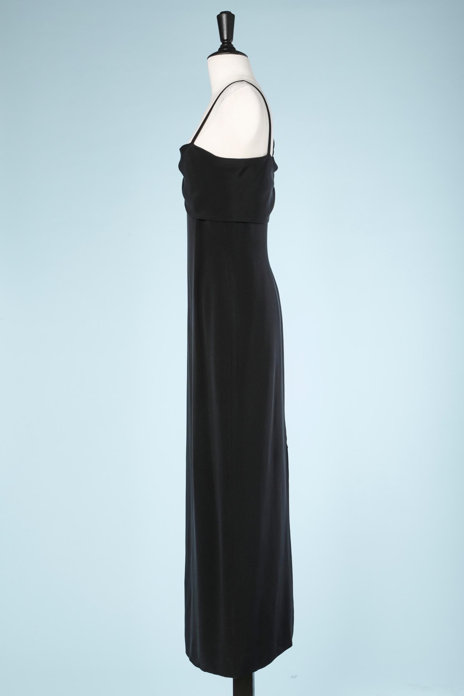 Robe longue asymétrique en crêpe noir Bill Blass Excellent état - En vente à Saint-Ouen-Sur-Seine, FR