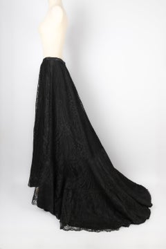 Long Asymmetrical Black Lace Skirt