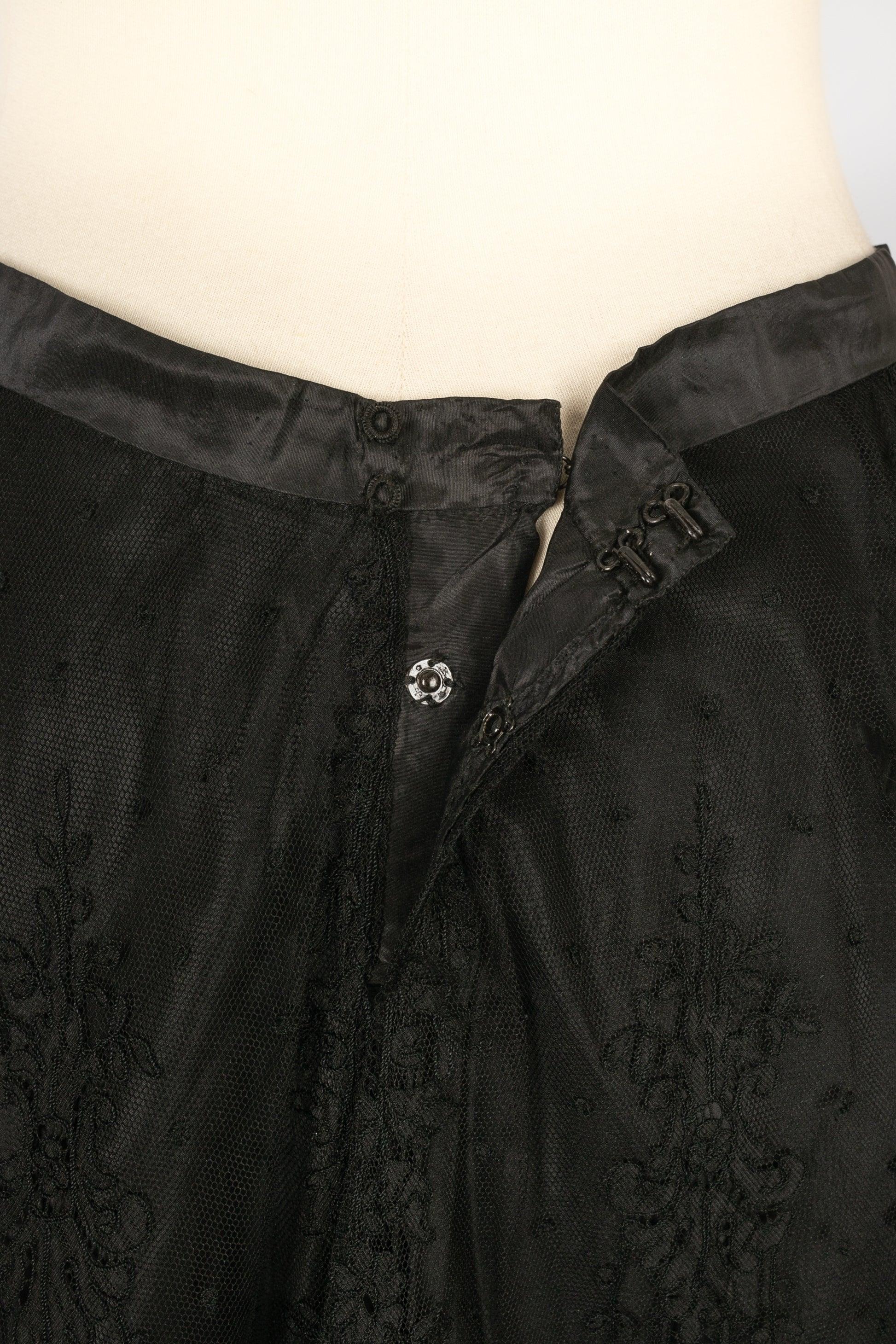 Long Asymmetrical Black Lace Skirt For Sale 2