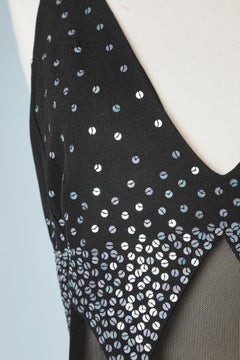 Long asymmetrical evening dress with sequin embroideries and tulle Gai Mattiolo