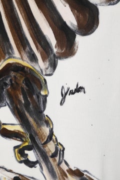 Long asymmetrical jersey dress with an hand-painted eagle Jordan Couture