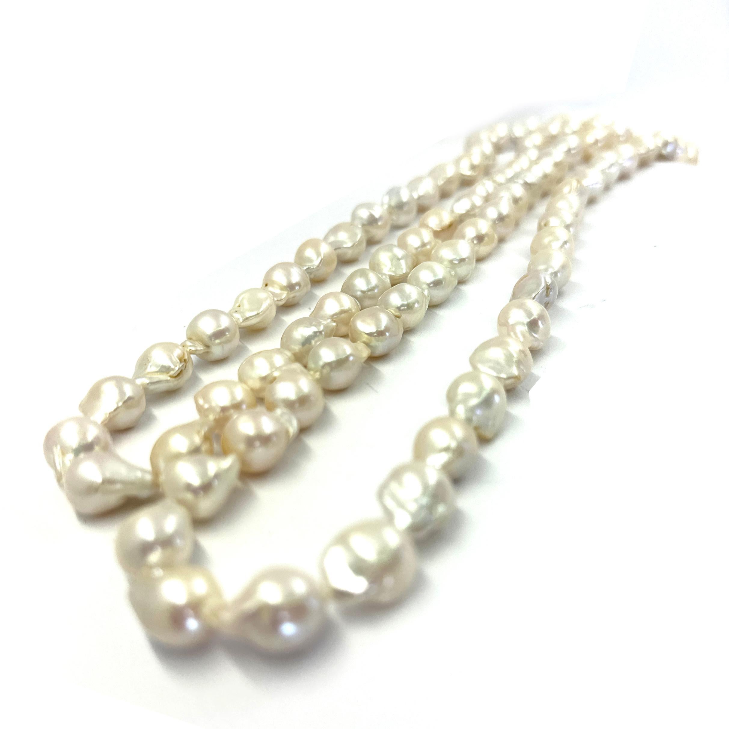Bead Long Baroque Pearl Necklace For Sale