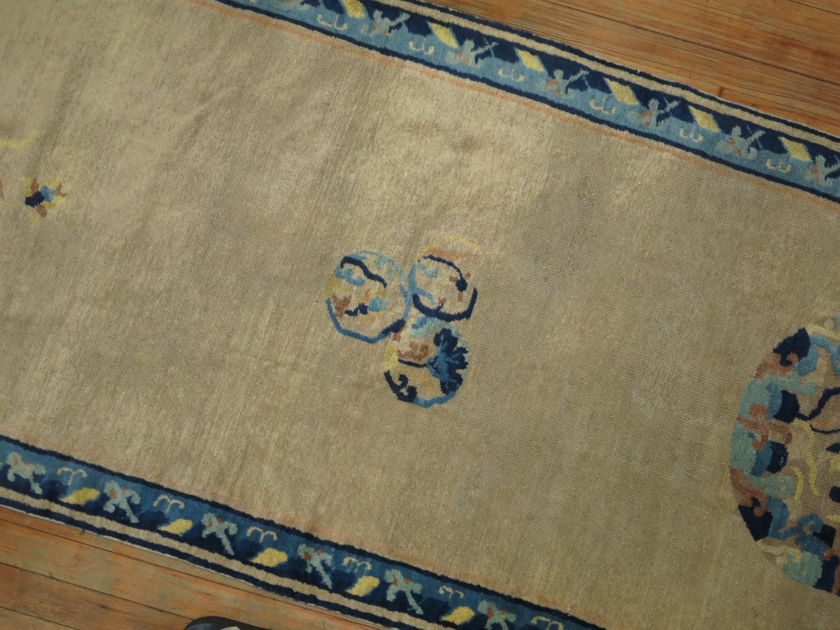 Cinese Runner cinese lungo beige blu, inizio del XX secolo in vendita