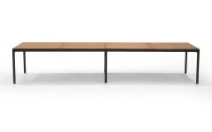 Long Bench or Coffee Table by Florence Knoll, Steel and Walnut