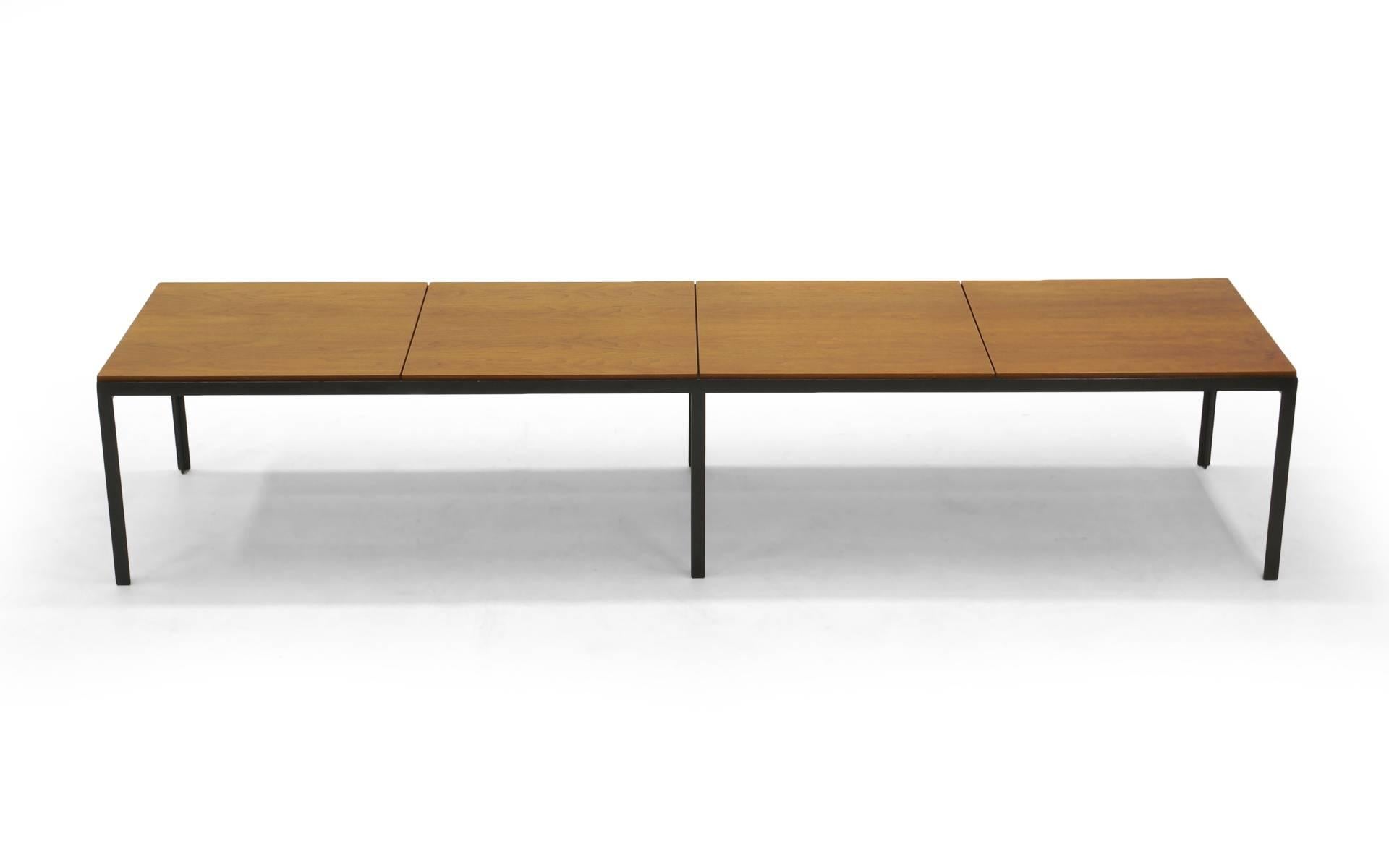 Mid-Century Modern Long Bench or Coffee Table by Florence Knoll, Steel and Walnut