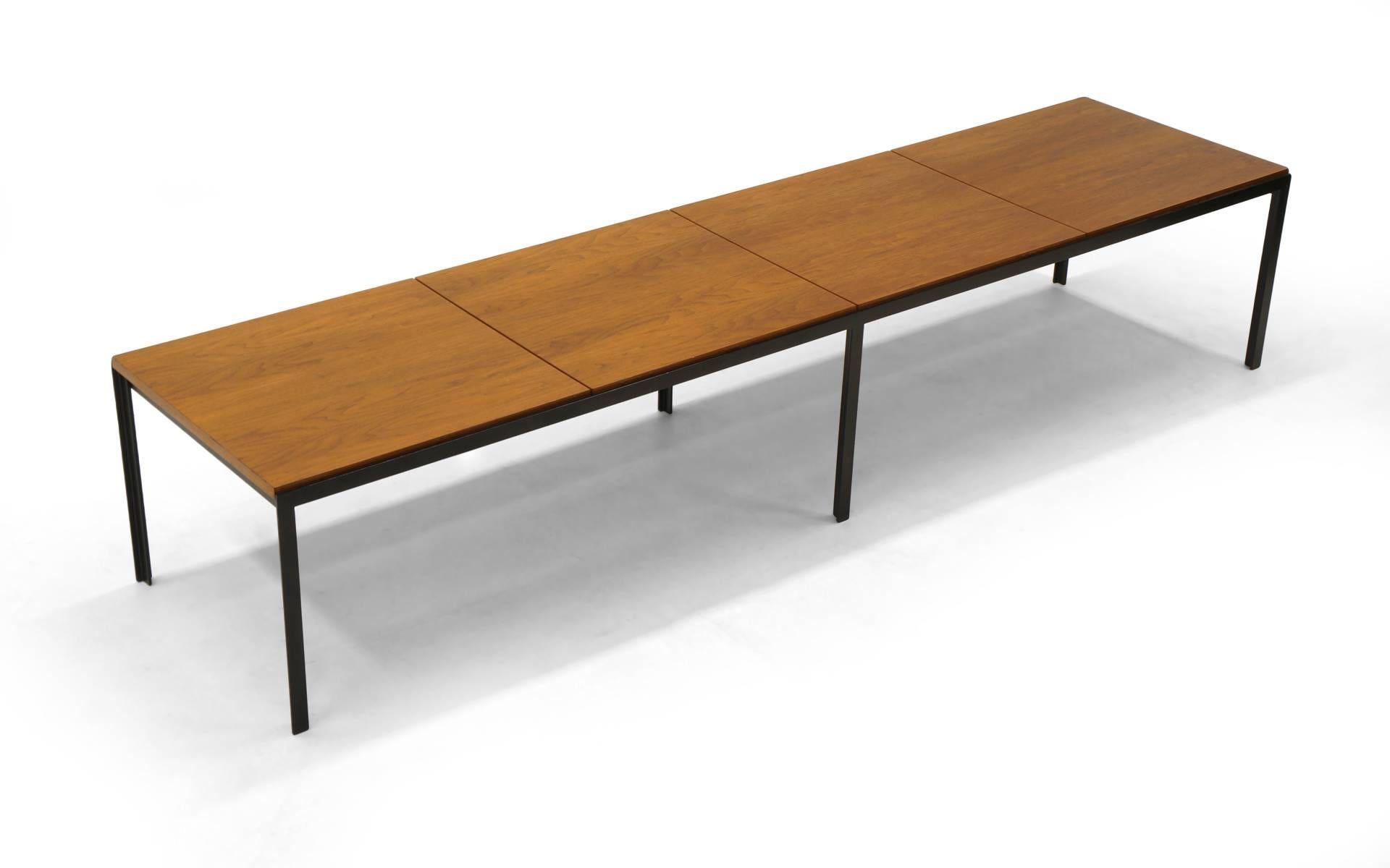 American Long Bench or Coffee Table by Florence Knoll, Steel and Walnut