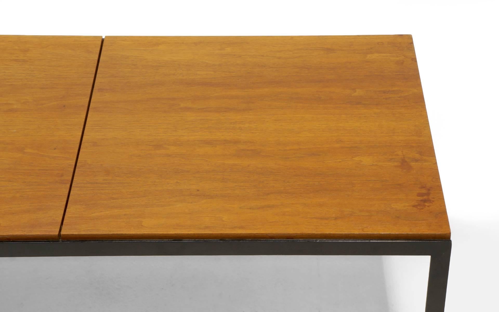 Long Bench or Coffee Table by Florence Knoll, Steel and Walnut 1