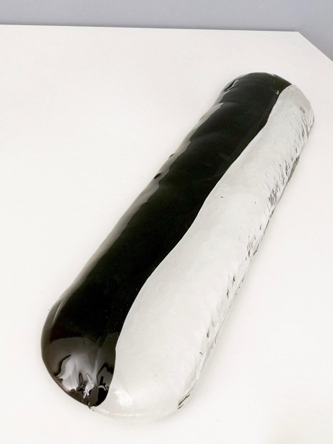 Italian Vintage Long Black and Transparent Murano Glass Centerpiece by Aureliano Toso For Sale