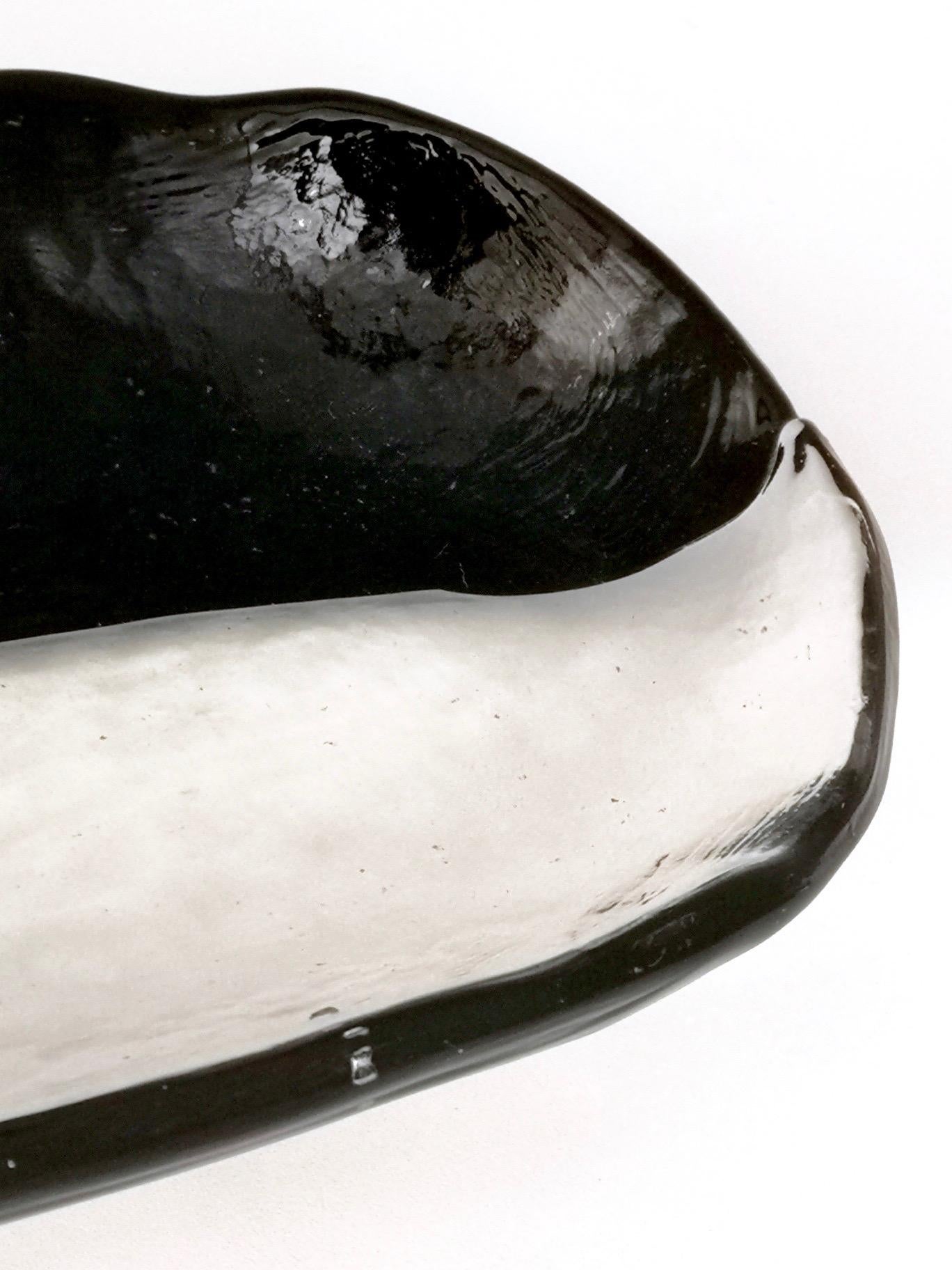 Late 20th Century Vintage Long Black and Transparent Murano Glass Centerpiece by Aureliano Toso For Sale