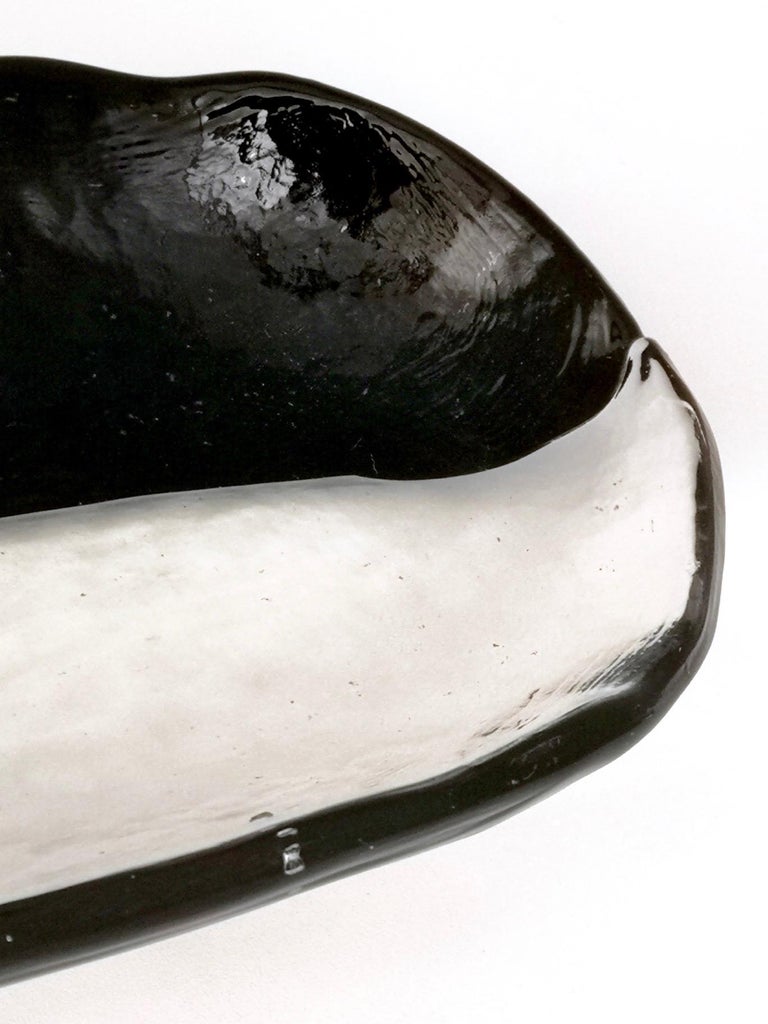 Late 20th Century Long Black and Clear Murano Glass Centrepiece by Aureliano Toso, Italy For Sale