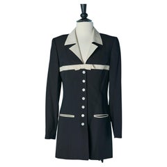 Long black and off-white single breasted jacket and bow SUITE by CHANTAL THOMASS