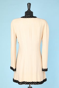 Long black and white wool  single-breasted jacket Chanel Boutique