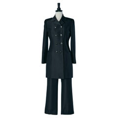 Long black coat and trouser ensemble with satin collar CHANTAL THOMASS SUITE
