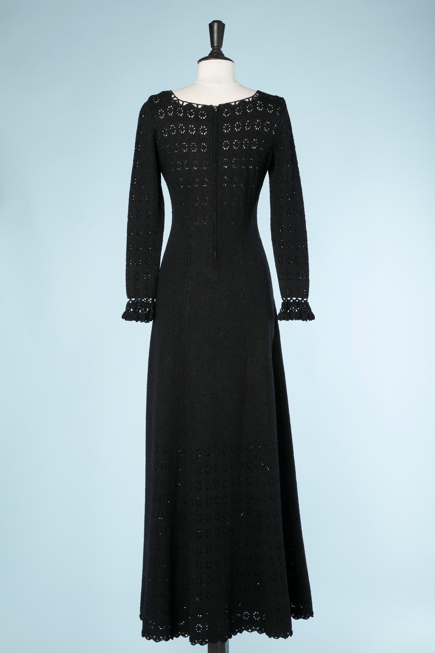 Langes schwarzes Baumwollgehäkeltes Kleid Miss Joann  Damen