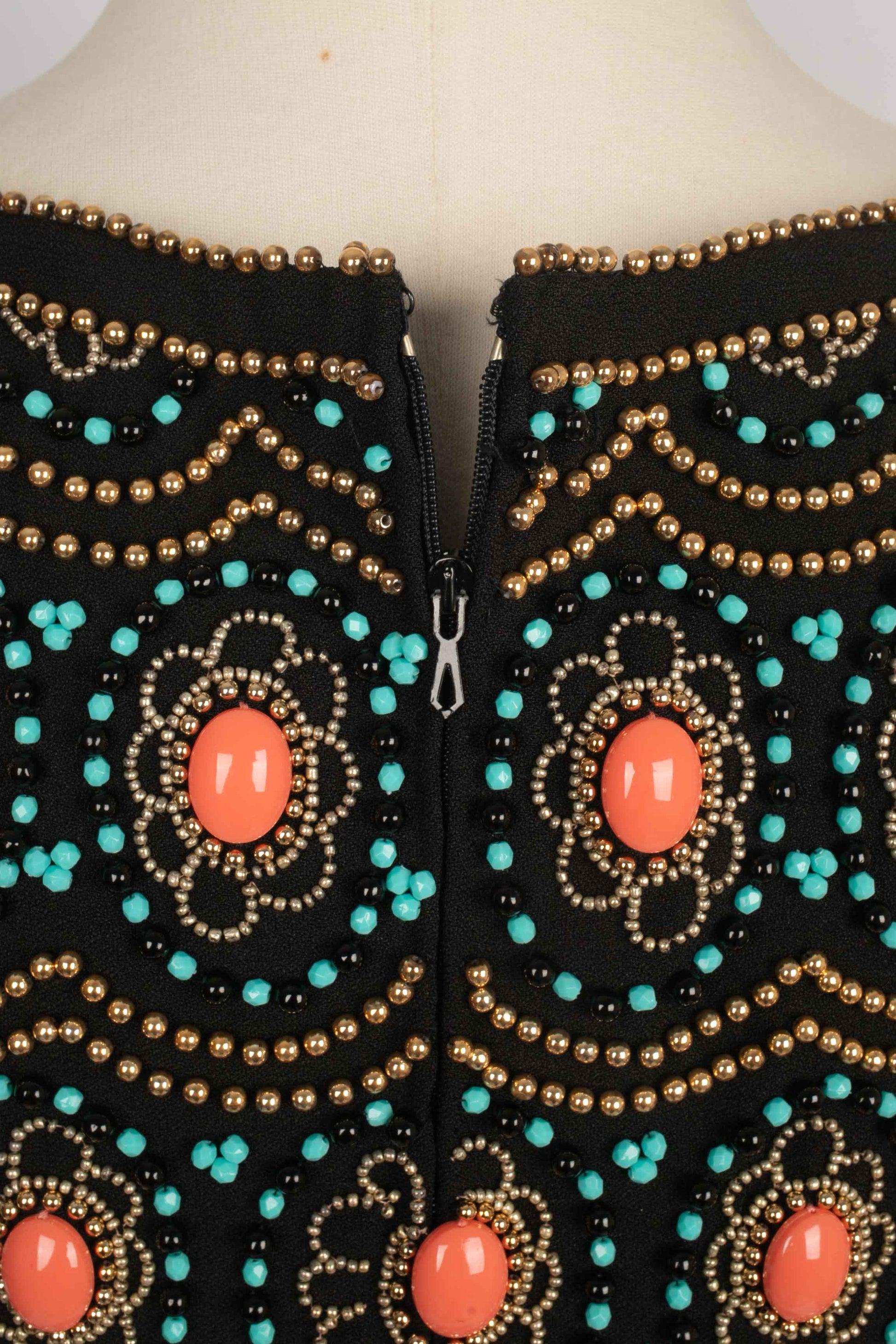 Robe longue en crêpe noir, 1965 en vente 2