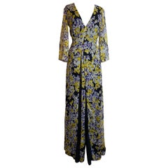 Longue robe noire à motif floral Francesco Scognamiglio.