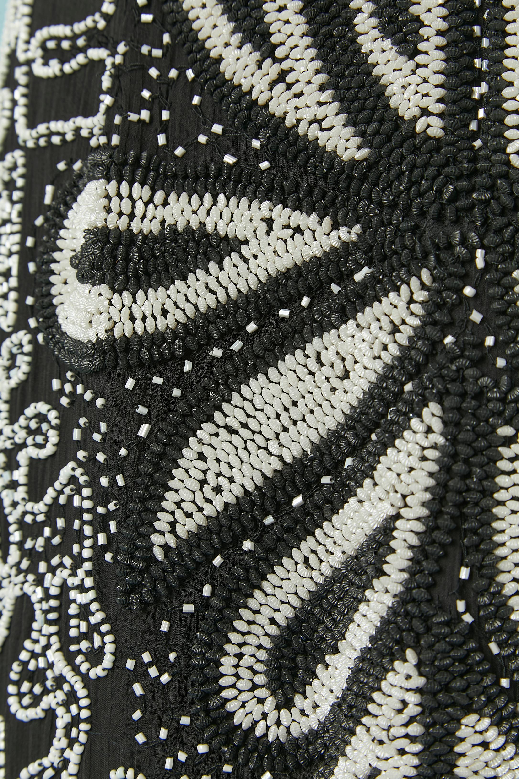 Black Long black evening skirt with white beaded work For Sale