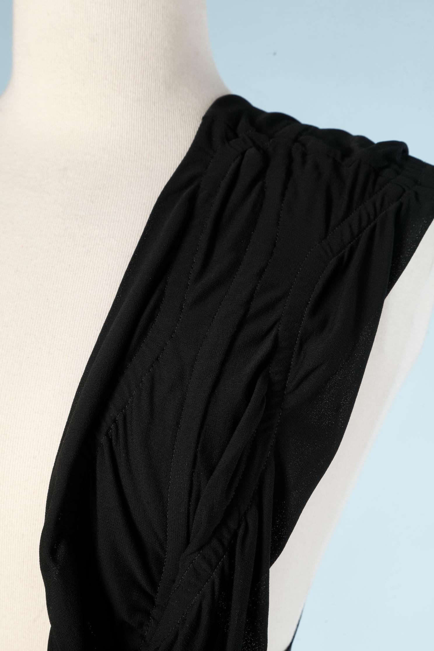 Black Long black jersey draped evening gown Yves Saint Laurent Rive Gauche 