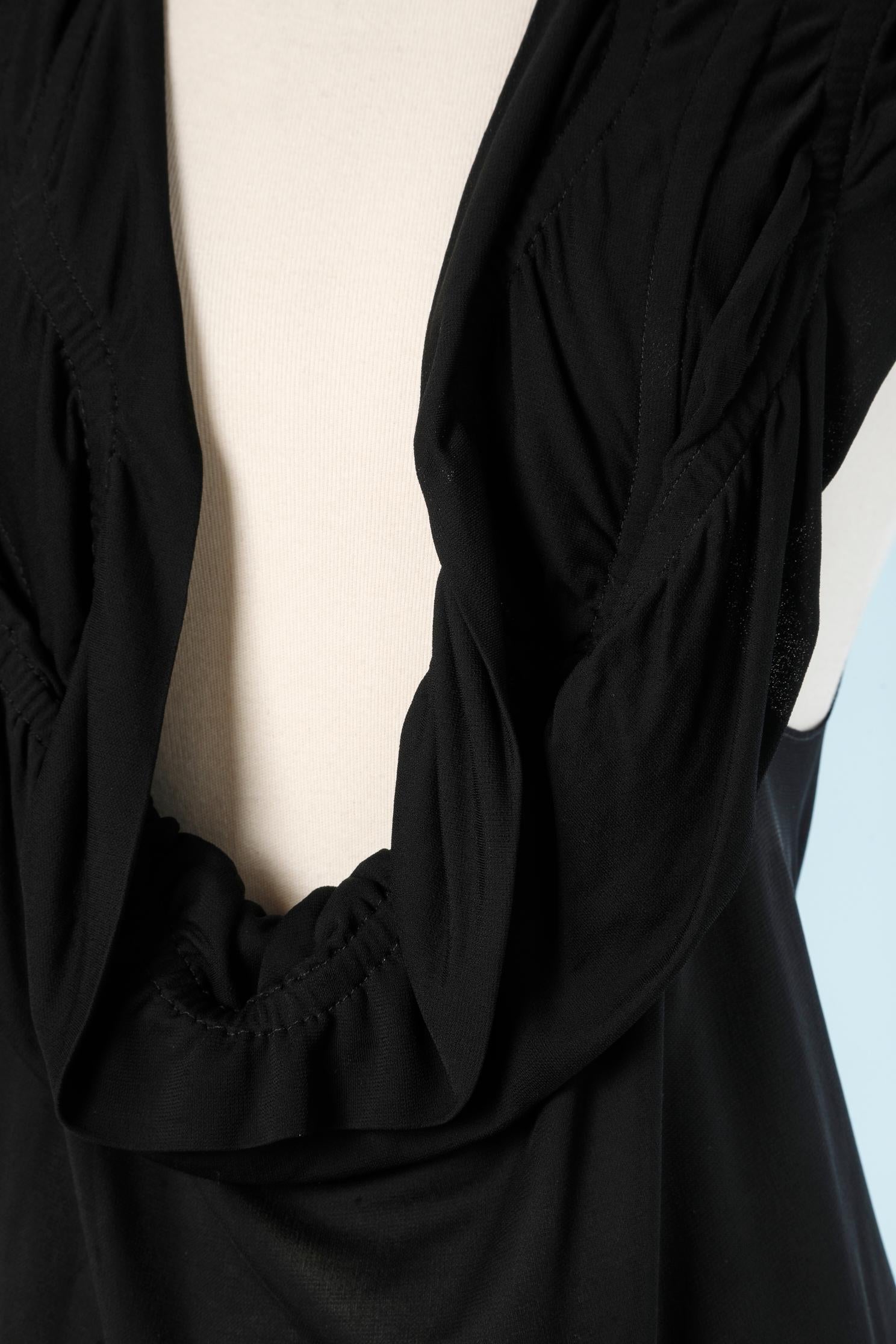 Long black jersey draped evening gown Yves Saint Laurent Rive Gauche  In Excellent Condition In Saint-Ouen-Sur-Seine, FR