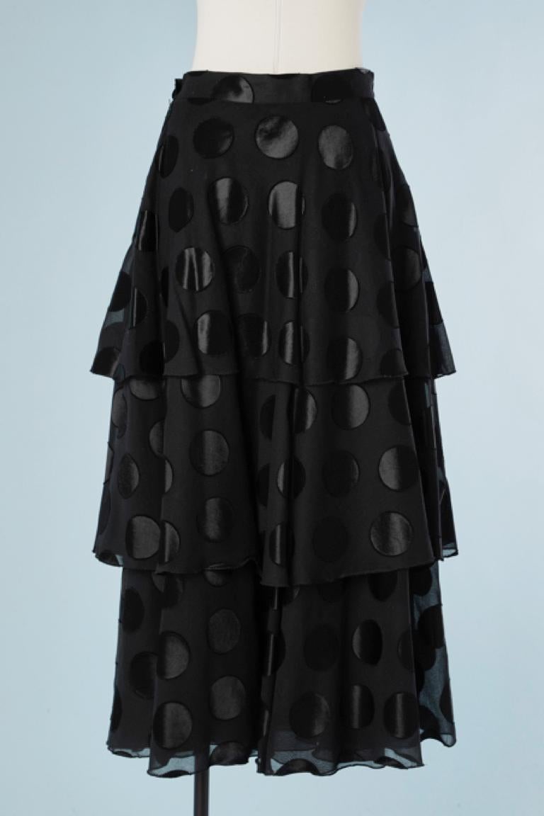 Women's Long black layered silk with tone on tone polka dots in satin Dior 2 NEW  For Sale