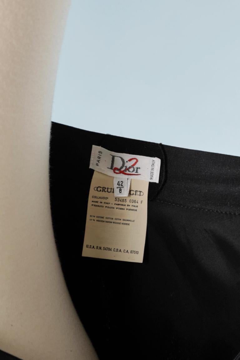 Lange schwarze geschichtete Seide mit Ton-auf-Ton- Tupfen in Satin Dior 2 NEU  im Angebot 3