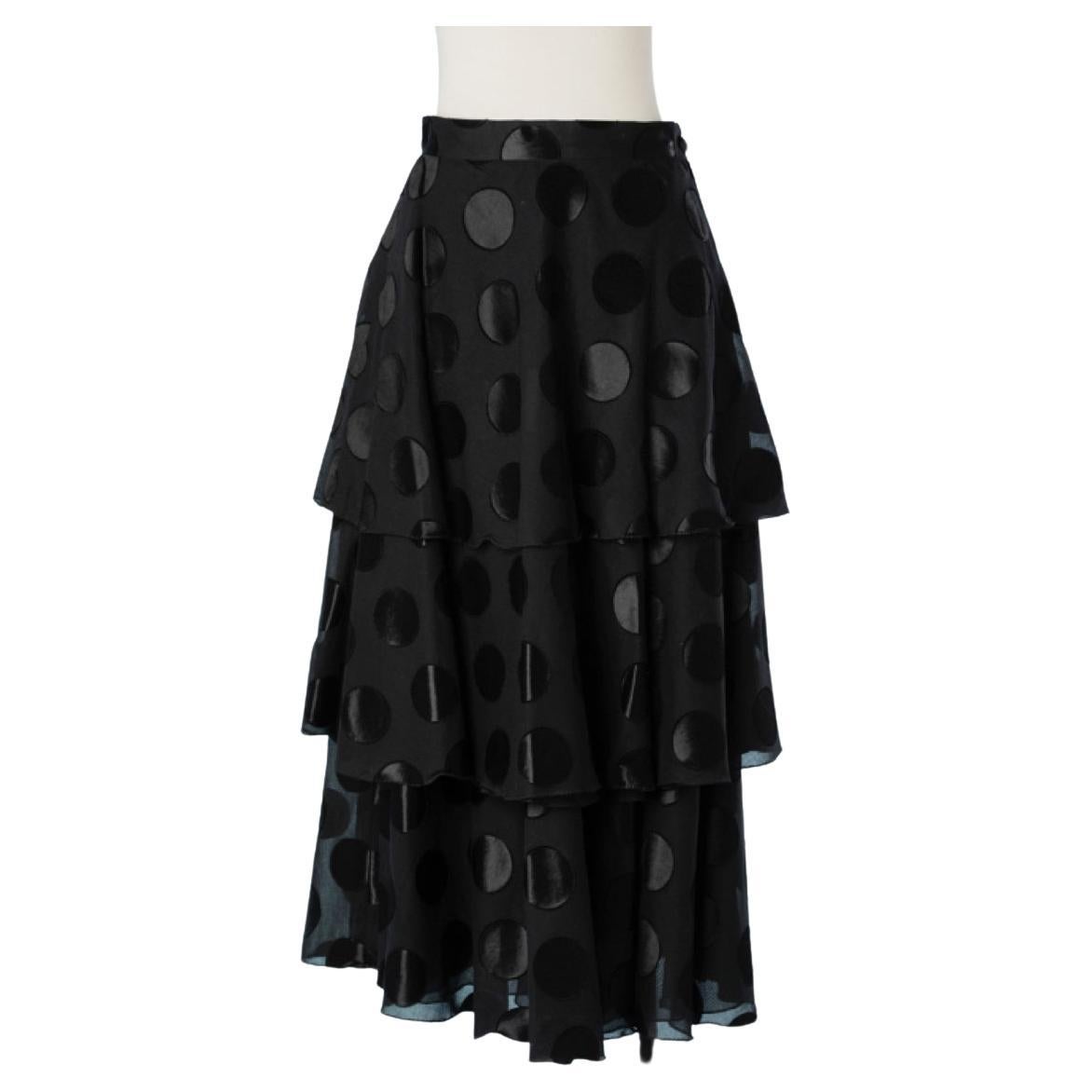 Long black layered silk with tone on tone polka dots in satin Dior 2 NEW  For Sale