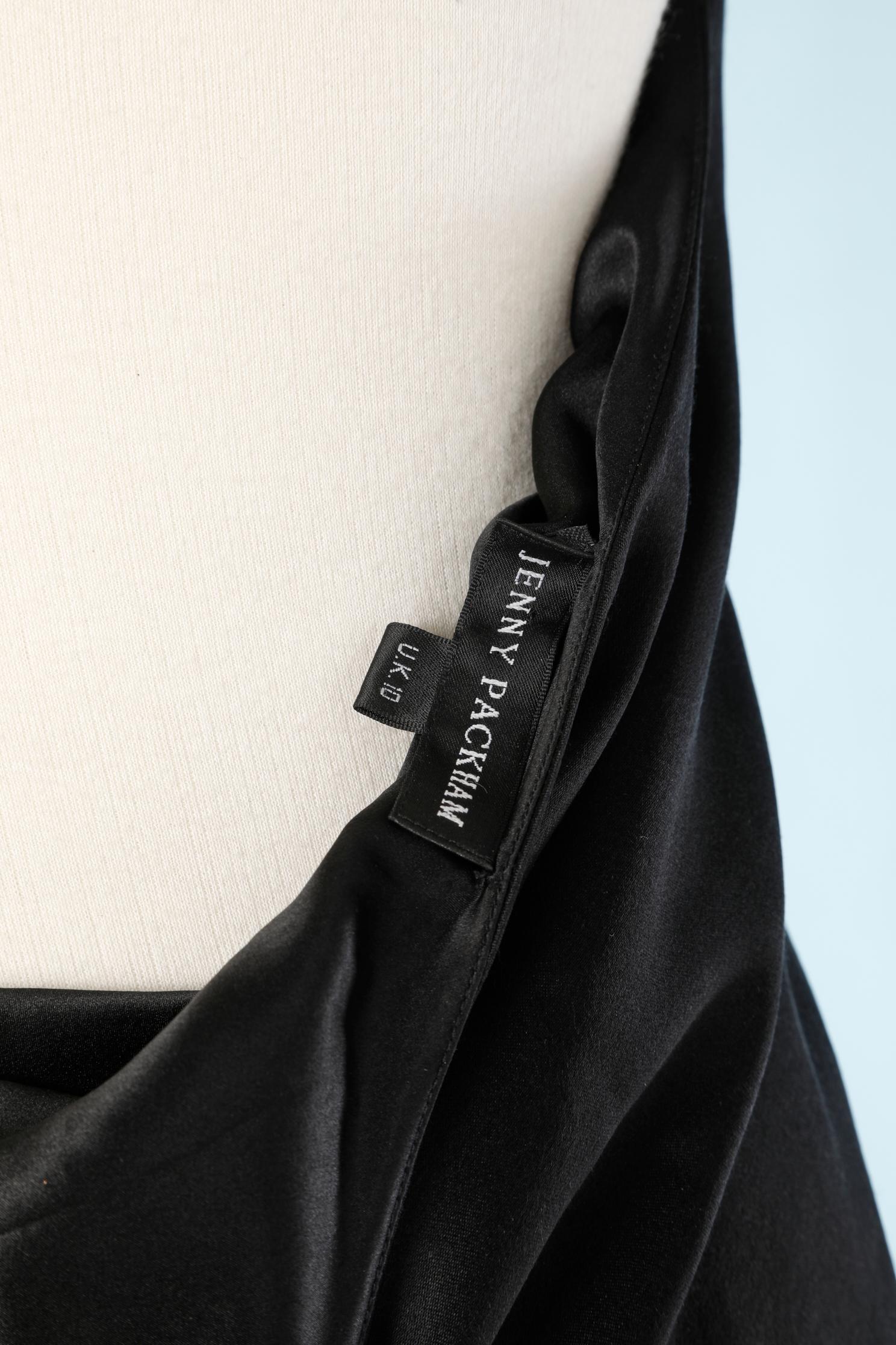 Long black silk backless evening gown beaded embellished Jenny Packham ...