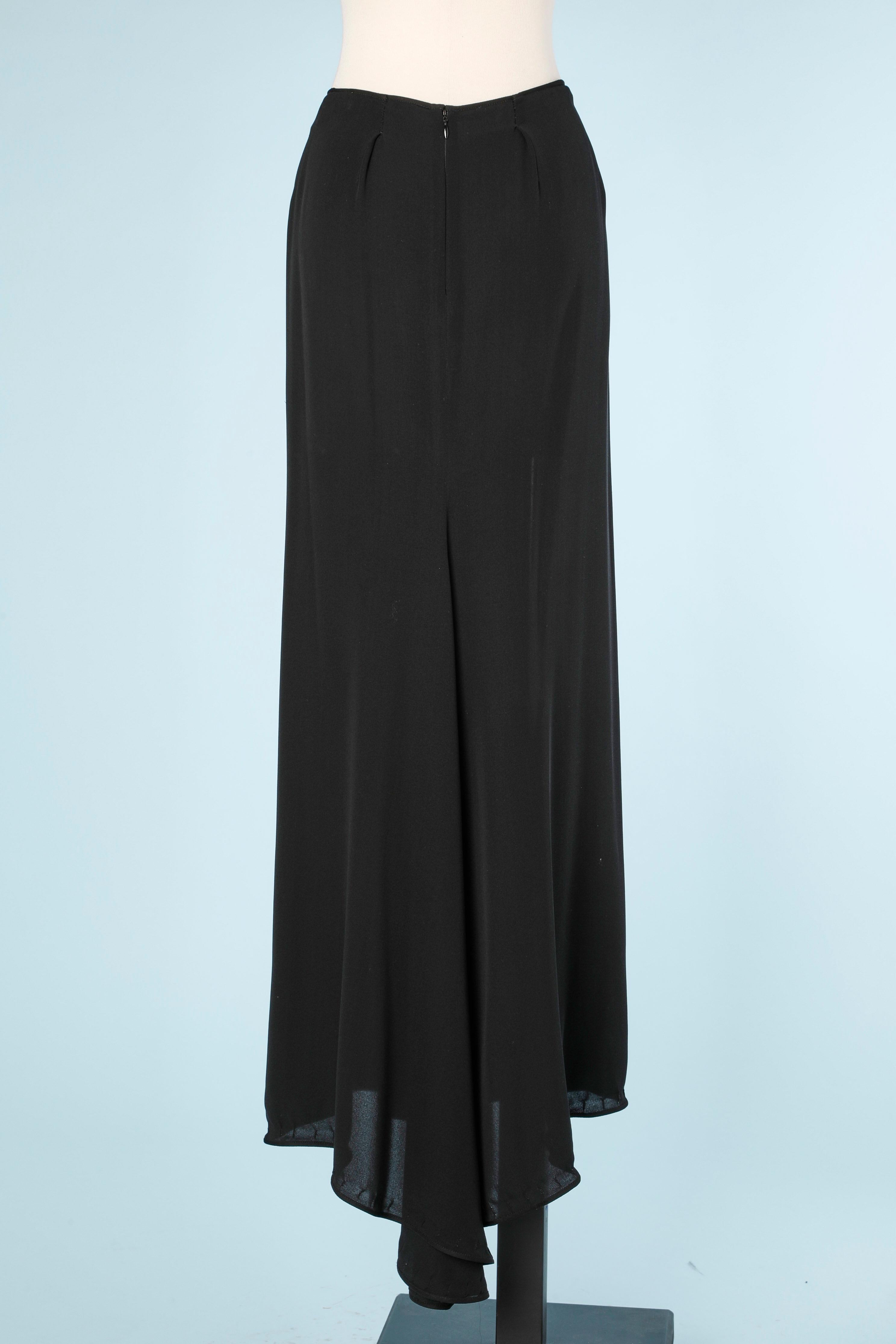 Black Long black silk chiffon skirt Yves Saint Laurent Rive Gauche  For Sale