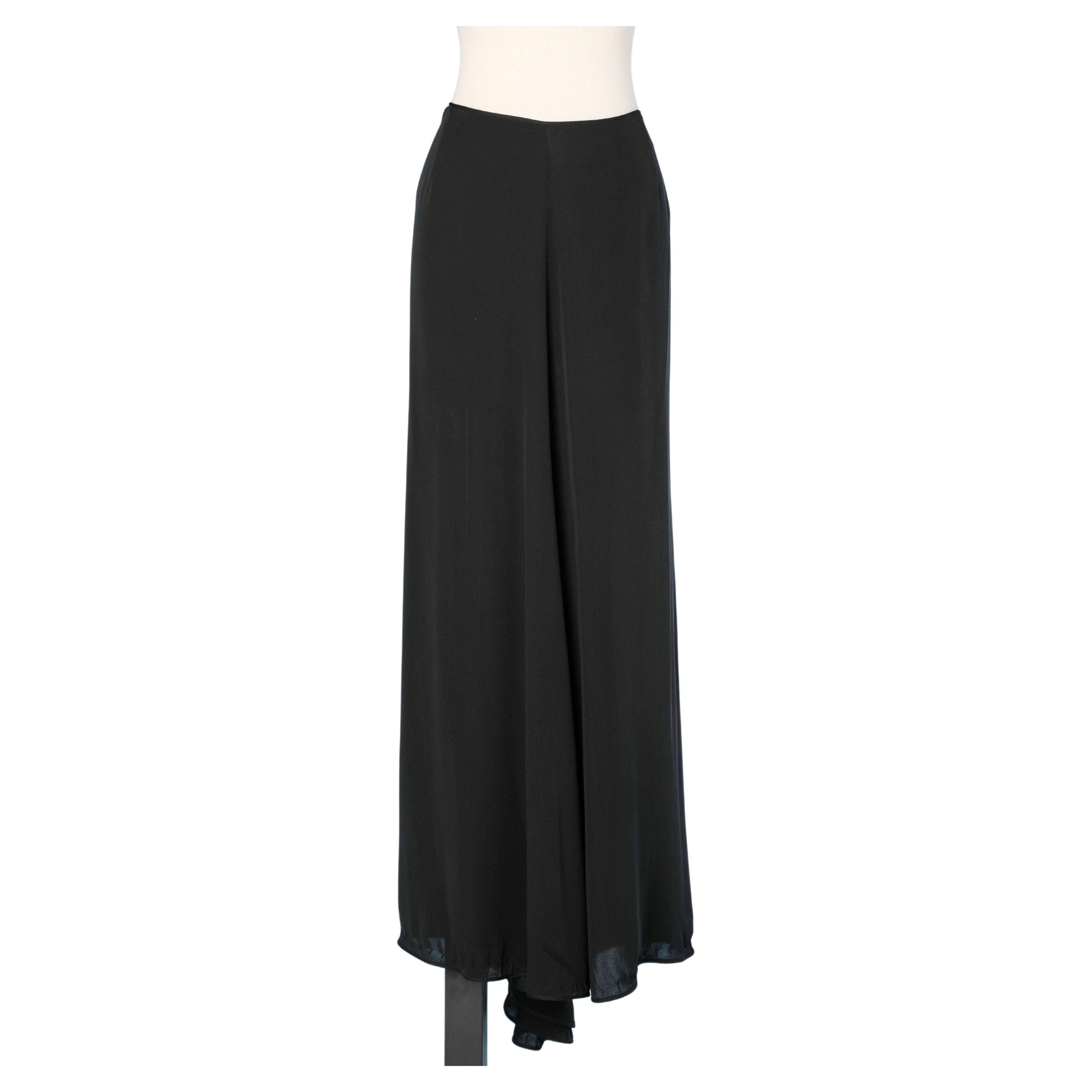 Long black silk chiffon skirt Yves Saint Laurent Rive Gauche  For Sale