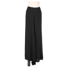 Long black silk chiffon skirt Yves Saint Laurent Rive Gauche 