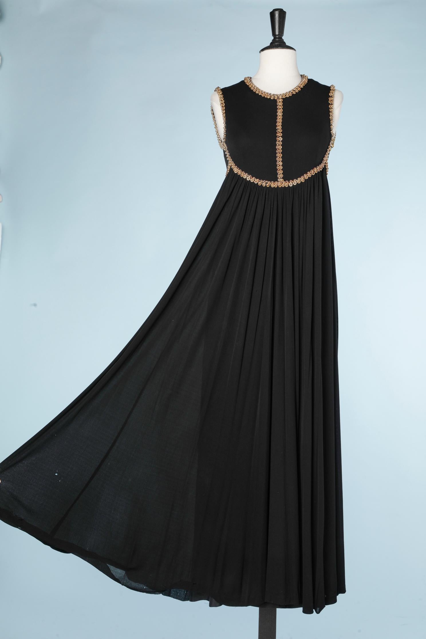 Black Long black silk jersey with gold metal decoration Christian Dior Couture numberd
