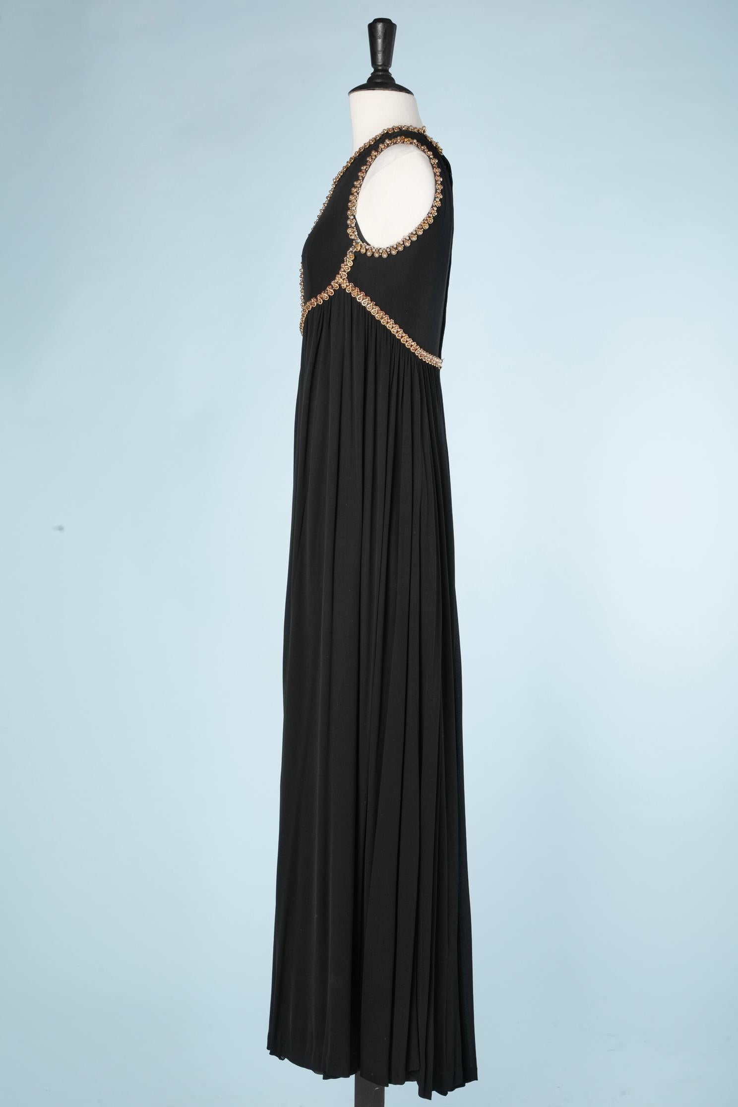 Long black silk jersey with gold metal decoration Christian Dior Couture numberd In Good Condition In Saint-Ouen-Sur-Seine, FR