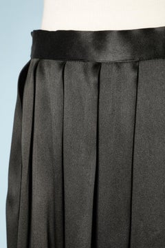 Long black silk pleated skirt